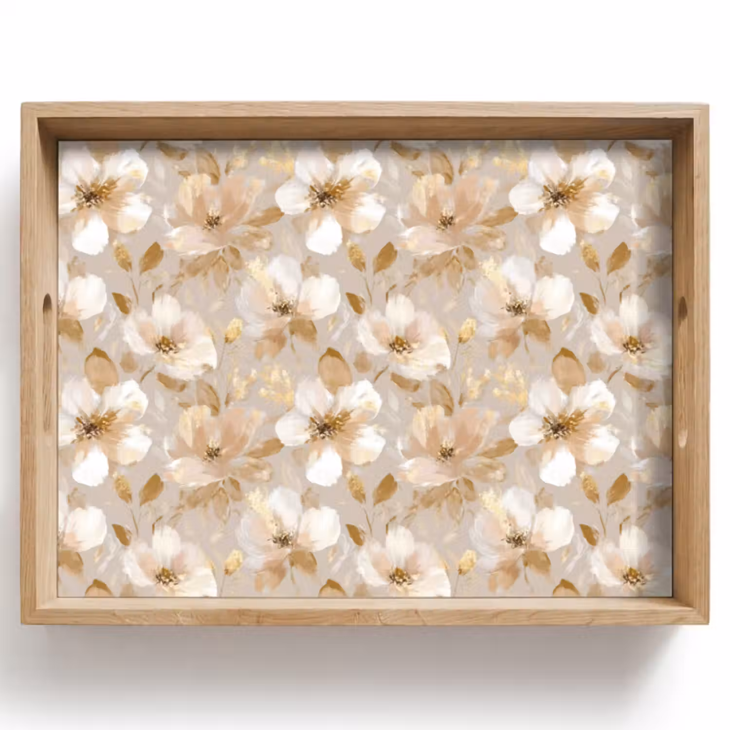 Tablett - Blumen - künstlerisch - Gold
