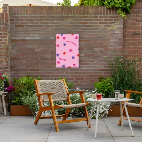 Lolly - Valentijn - Illustratie - Snoep Tuinposter op houten frame 2 cm dik klein -sfeer3