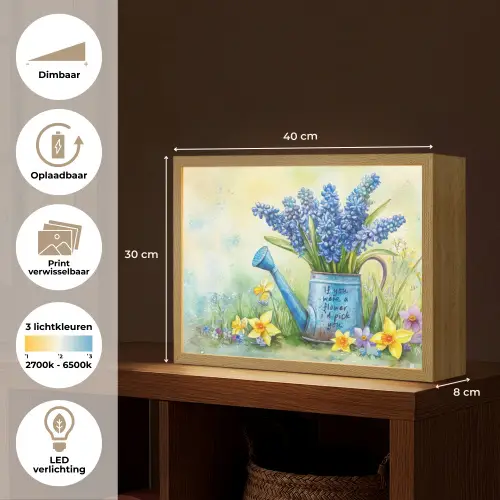 Lavendelbloemen - Quote - Gieter Light Box met batterij (Wandlamp) middel -USP_websiteoverzichtNL