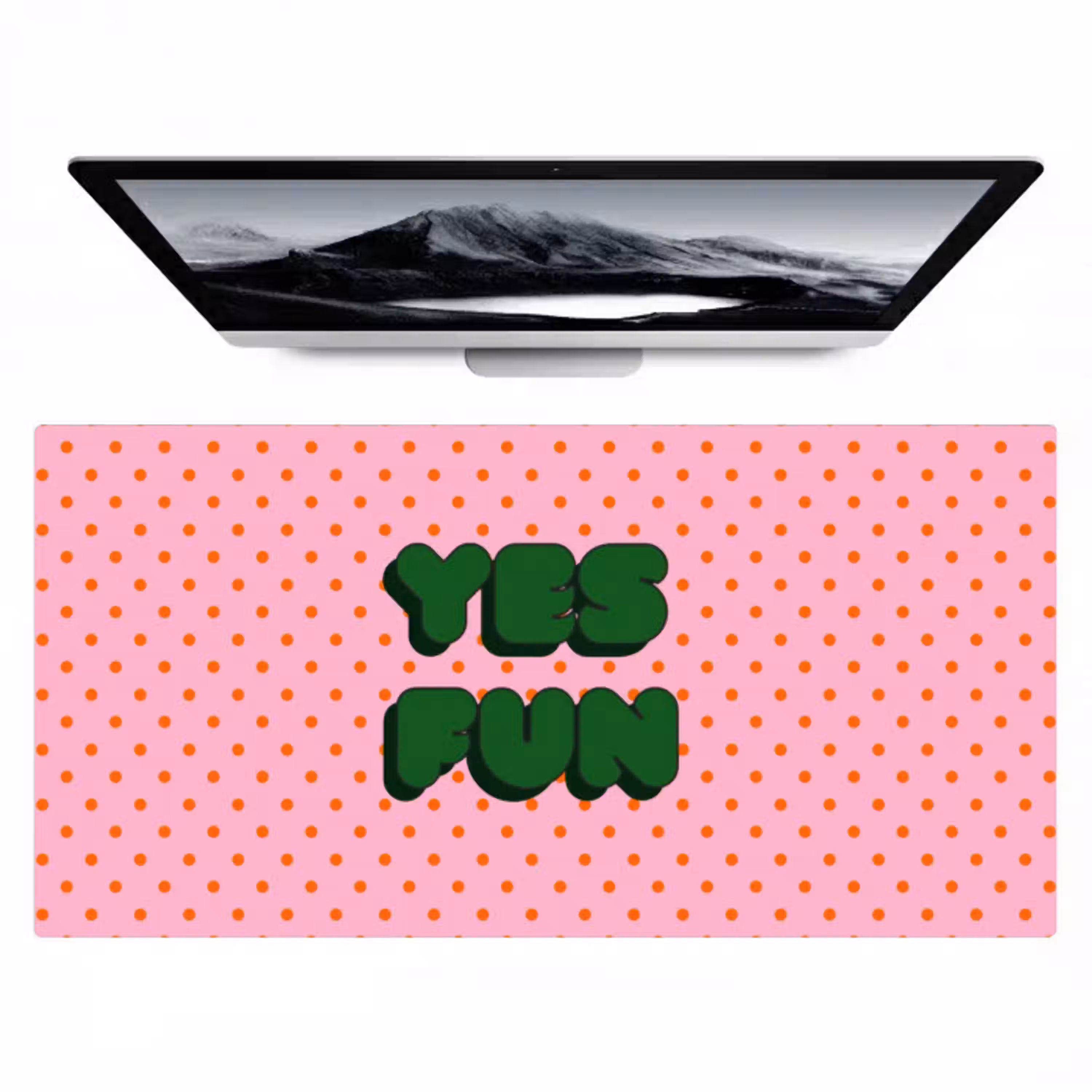 Yes fun - Groen - Roze - Stippen Muismat XXL klein -zzz3d