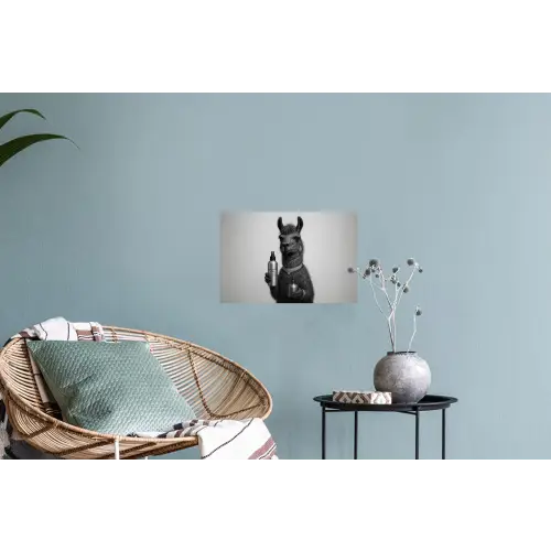 Lama - Flessen - Zwart - Wit Muursticker klein -plant
