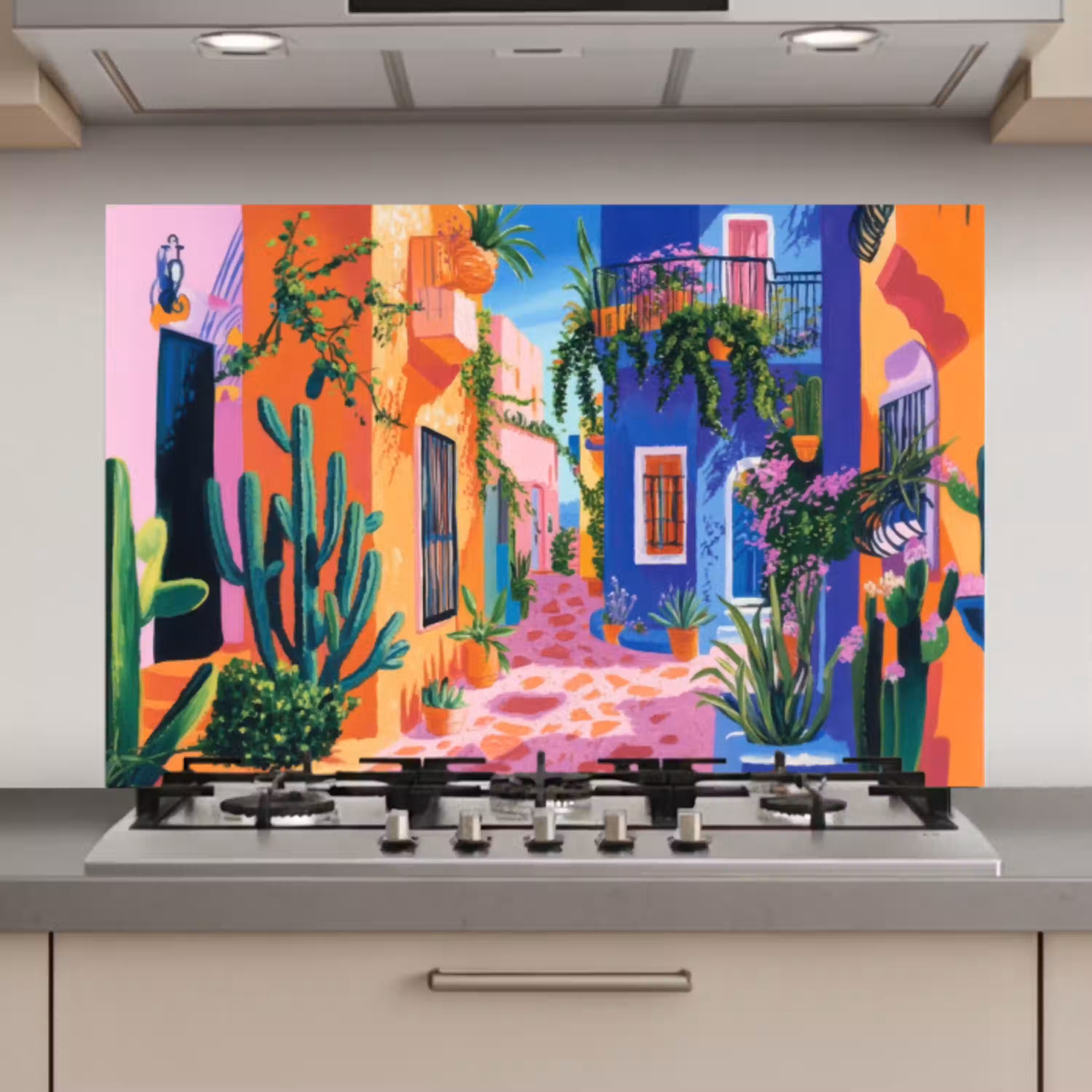 Geel - Blauw - Oranje - Huis keuken achterwand spatscherm klein -3d_website