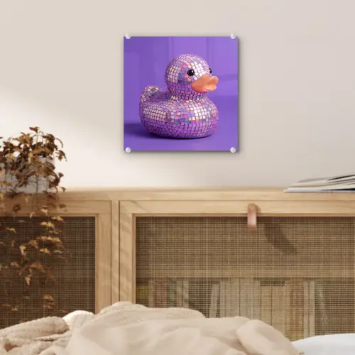 Disco - Eend - Paars plexiglas 5mm klein -sfeer4