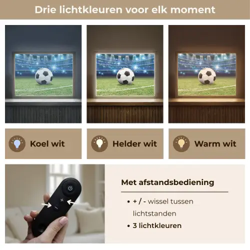 Voetbal - Stadion - Bal - Jongens Light Box met batterij (Wandlamp kind) middel -USP_lichtkleurNL