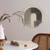 Boog -  Strepen - Minimalistisch - Zwart Akoestische PET Vilt - Rond klein -sfeer3