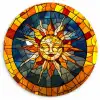 Mozaïek - Zon - Geel - Cirkel Wandcirkel plexiglas klein -3d