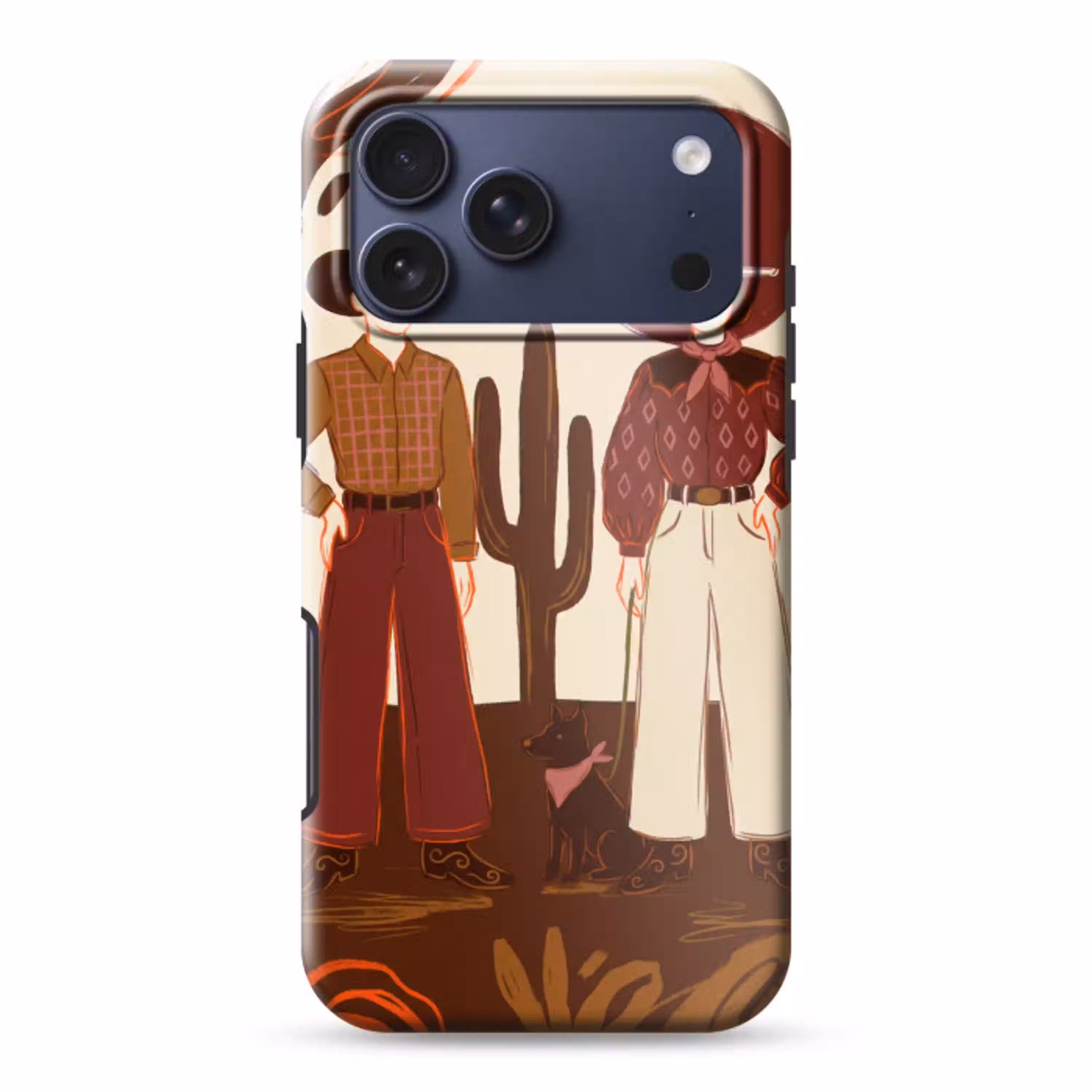 Mensen - Cowboykleding - Westerse stijl - Illustratie - Bruin Toughcase MagSafe Apple iPhone 17 Pro Max klein -3d