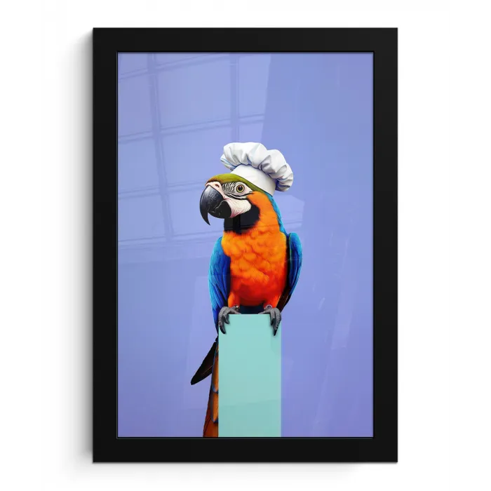 Papegaai - Koksmuts - Vogel - Leuk fotolijst zwart zonder passe partout klein -3d