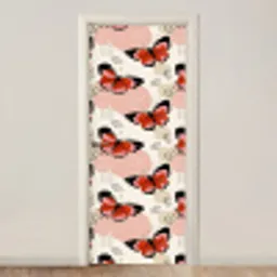 Vlinders - Retro - Kleurrijk deurposter klein 289 -3d_beige