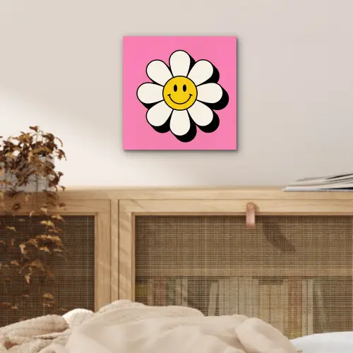 Smiley - Bloem - Roze aluminium wit klein -sfeer3