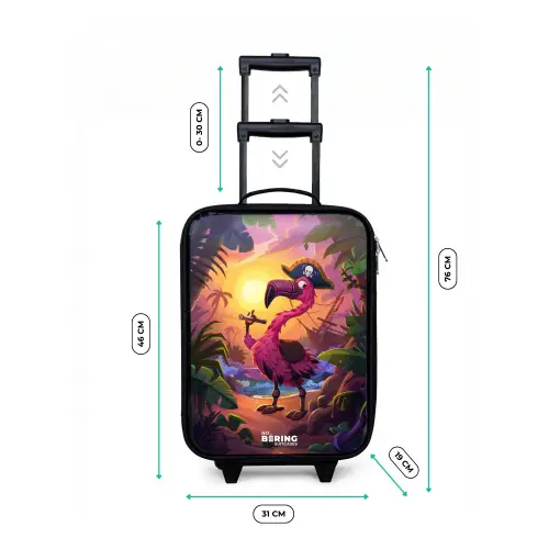 Piraten flamingo op een tropisch pad Kinderkoffer - Zwart klein -productfoto_formaten