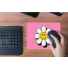 Smiley - Bloem - Roze muismat rubber klein -toetsenbord