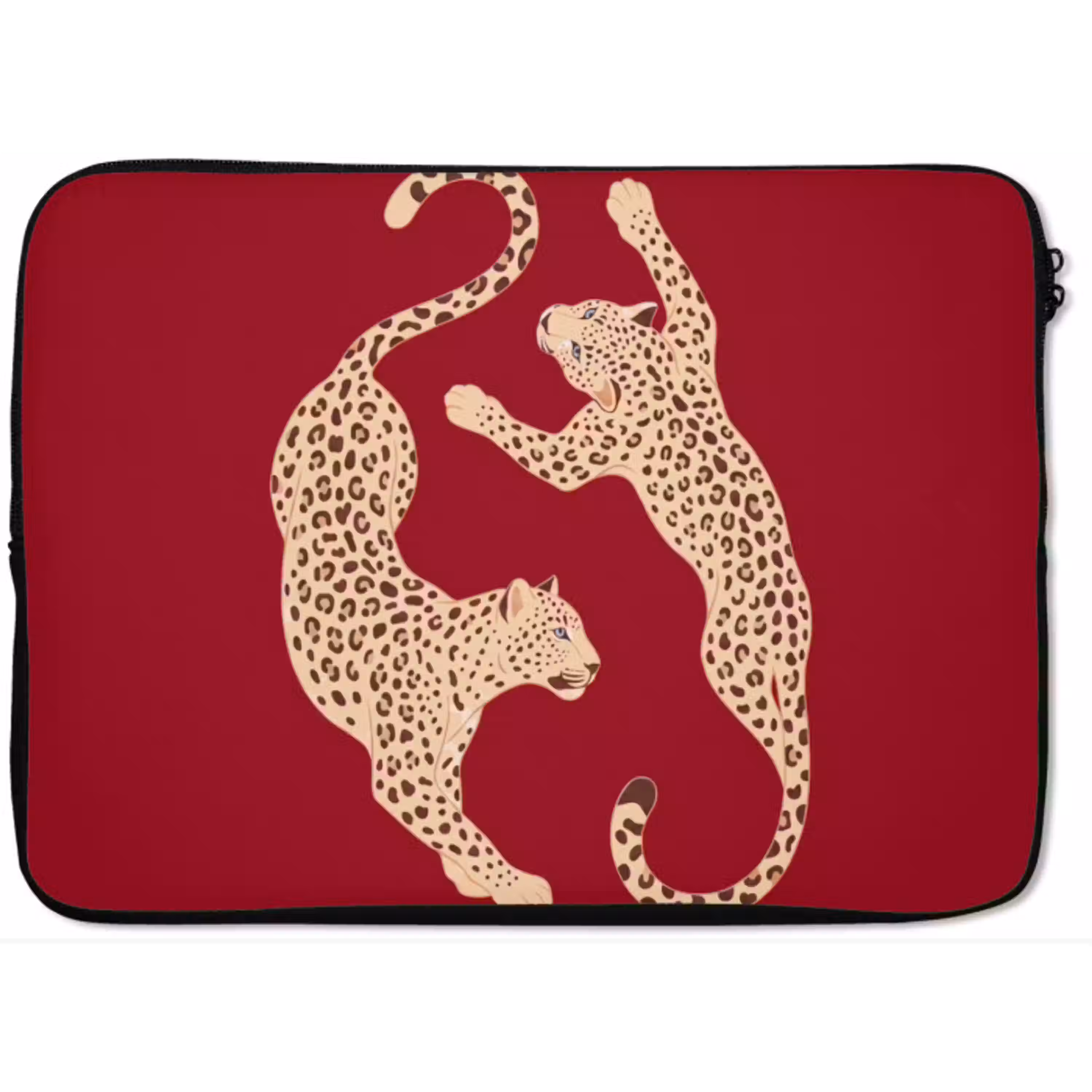 Dieren - Luipaard - Abstract - Rood - Modern laptophoes neopreen klein -zkaufland3dotto