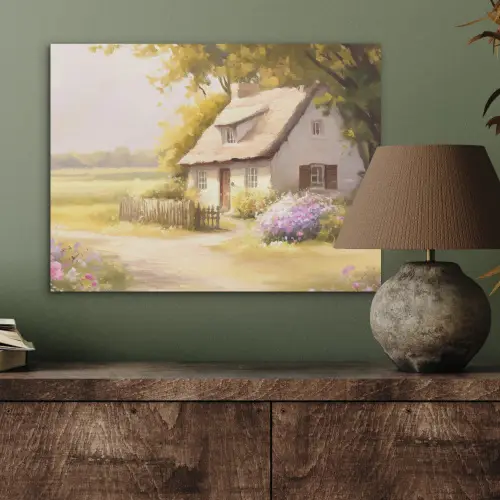 Huisje - Hout - Bloemen PET vilt klein -sfeer2