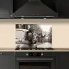 Eland - Auto - Gewei - Zwart - Wit keuken achterwand spatscherm klein -sfeer1
