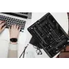 Gaming - Abstract - Lijnen - Rondjes - Zwart laptophoes neopreen klein -bureau