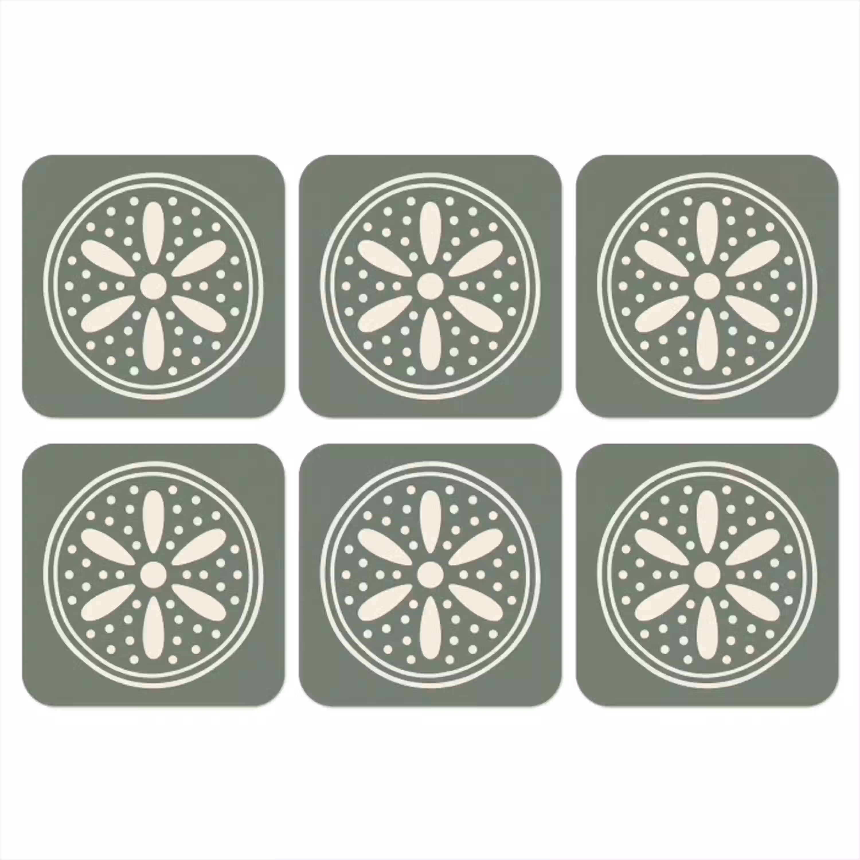 Patroon - Cirkel - Abstract - Groen - Decoratie onderzetter kurk middel -3d