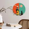 Retro - Jongen - Hond - Rood - Groen Wandcirkel kunststof plaat 5mm dik klein -sfeer4