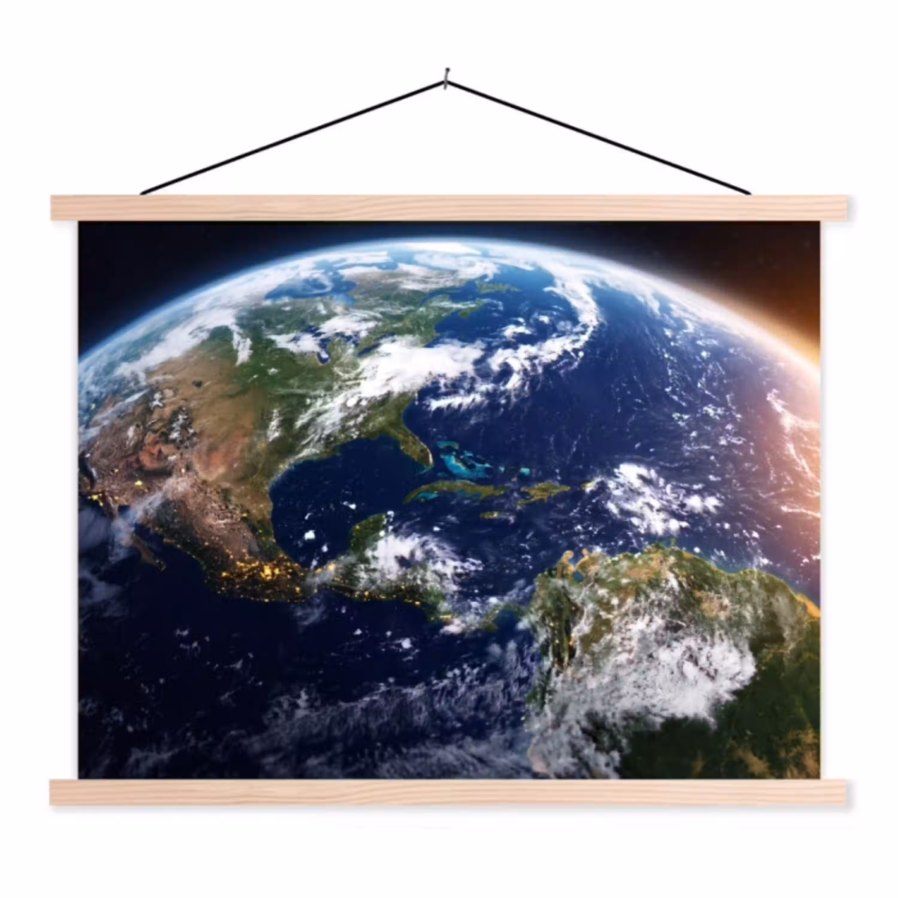 Planeet - Ruimte - Kosmos textielposter latten blank klein -3d