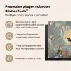 Kraanvogels - Maan - Bloemen - Blauw Inductie beschermer vinyl 3mm middel -zzzzzzusp-haakje_FR