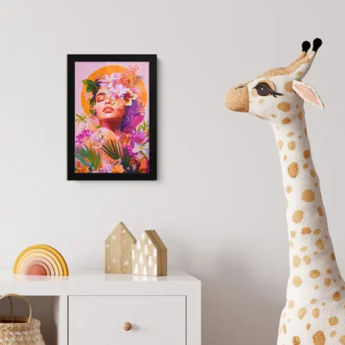 Vrouw - Abstract - Cirkel - Bloemen fotolijst zwart zonder passe partout klein -usfeer4_kinderkamer