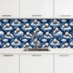 Panda's - Slapen - Blauw keuken achterwand 2 middel 871 -3d