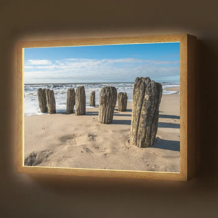 Zand - Strand - Paal - Water - Zomer Light Box met batterij (Wandlamp) middel -z3d_website