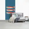 Vissen - Rood - Blauw fotobehang vinyl groot -slaapkamer