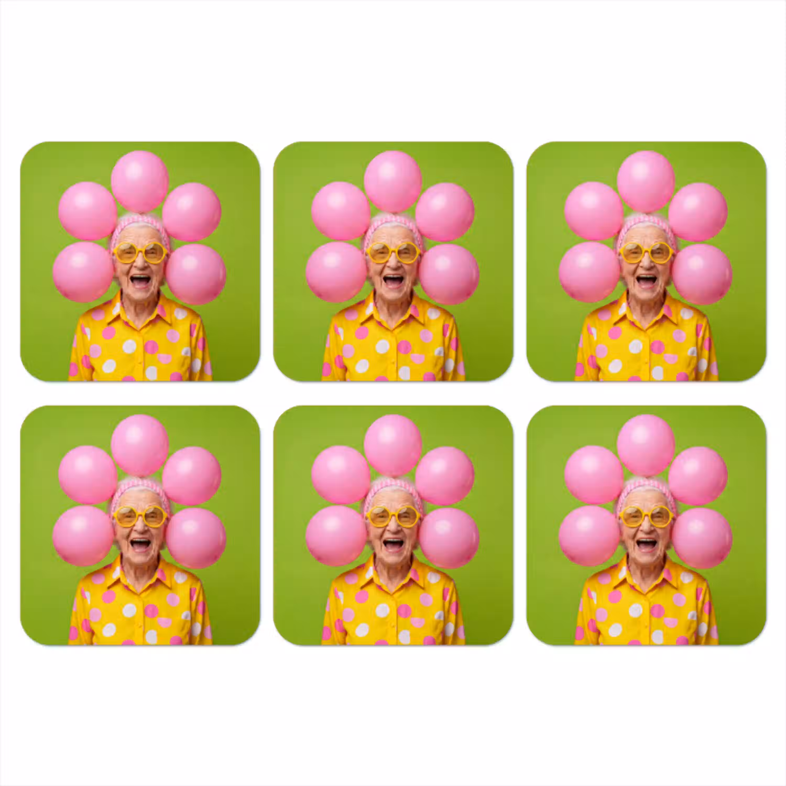 Mens - Ballonnen - Feest - Kleurrijk - Roze onderzetter kurk middel -3d