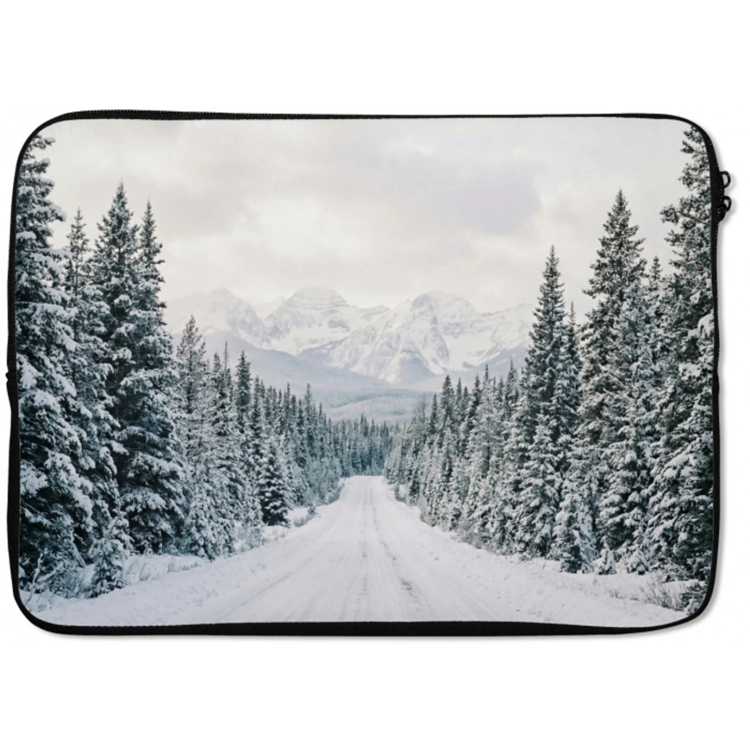 Weg - Sneeuw - Naaldbos - Winter - Avontuurlijk laptophoes neopreen klein -zkaufland3dotto