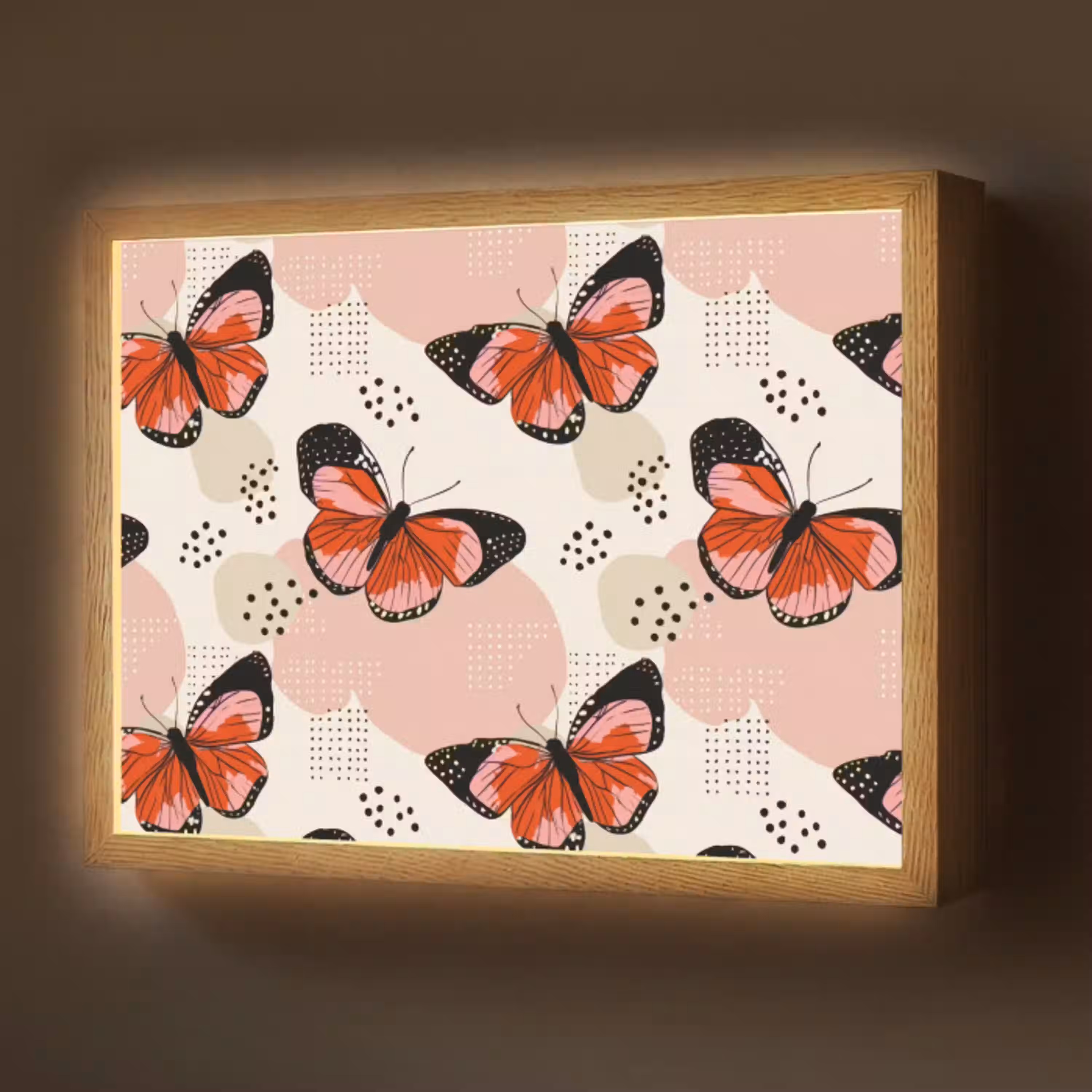 Vlinders - Retro - Kleurrijk Light Box met batterij (Wandlamp) middel 907 -z3d_website