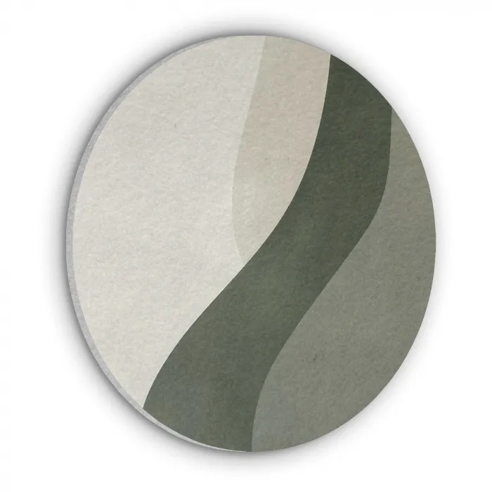 Japandi - Groen - Abstract - Modern Akoestische PET Vilt - Rond klein -3d