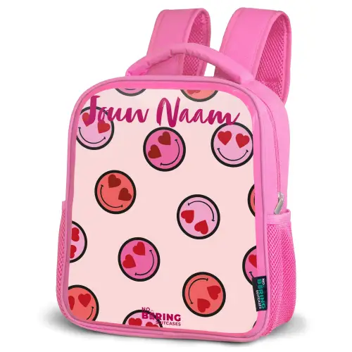 Hartje - Smiley - Patroon Kinderrugzak - Roze middel -schuin