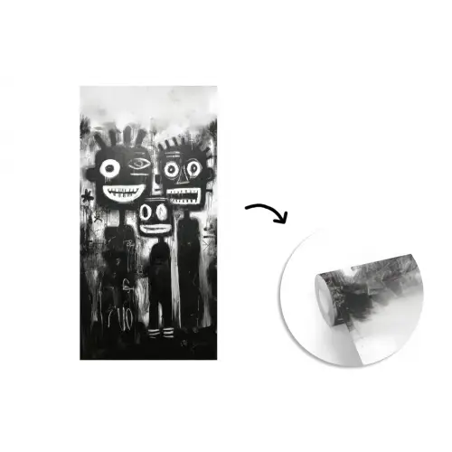 Schilderij - Figuren - Zwart - Abstract fotobehang vinyl groot -3d