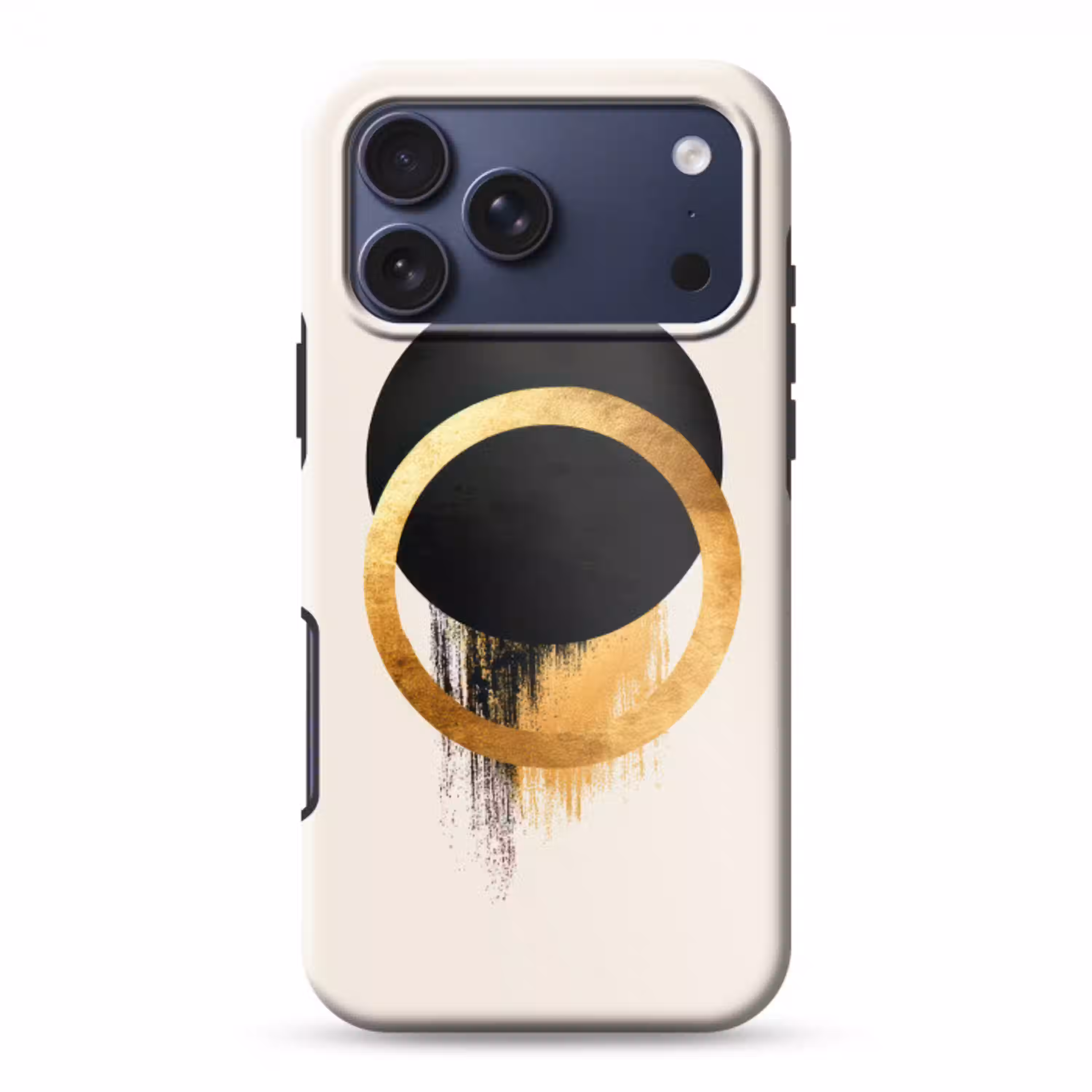 Abstract ontwerp - Zwarte cirkel - Verfvlekken Toughcase MagSafe Apple iPhone 17 Pro Max klein -3d