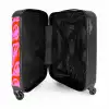 Abstracte smileyfiguren met hartogen op rood en roze NBS - Handbagage koffer - Kinderen Unisex middel -binnenkant