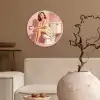 Roze - Retro - Vrouw Wandcirkel kunststof plaat 5mm dik klein -sfeer1