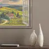 Doorkijk - Toscane - Uitzicht - Landschap - Zomer PET vilt klein -sfeer6_closeup