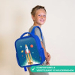 Raket - Planeet - Sterren - Veelkleurig Kinderrugzak - Blauw middel -sfeer3_NL