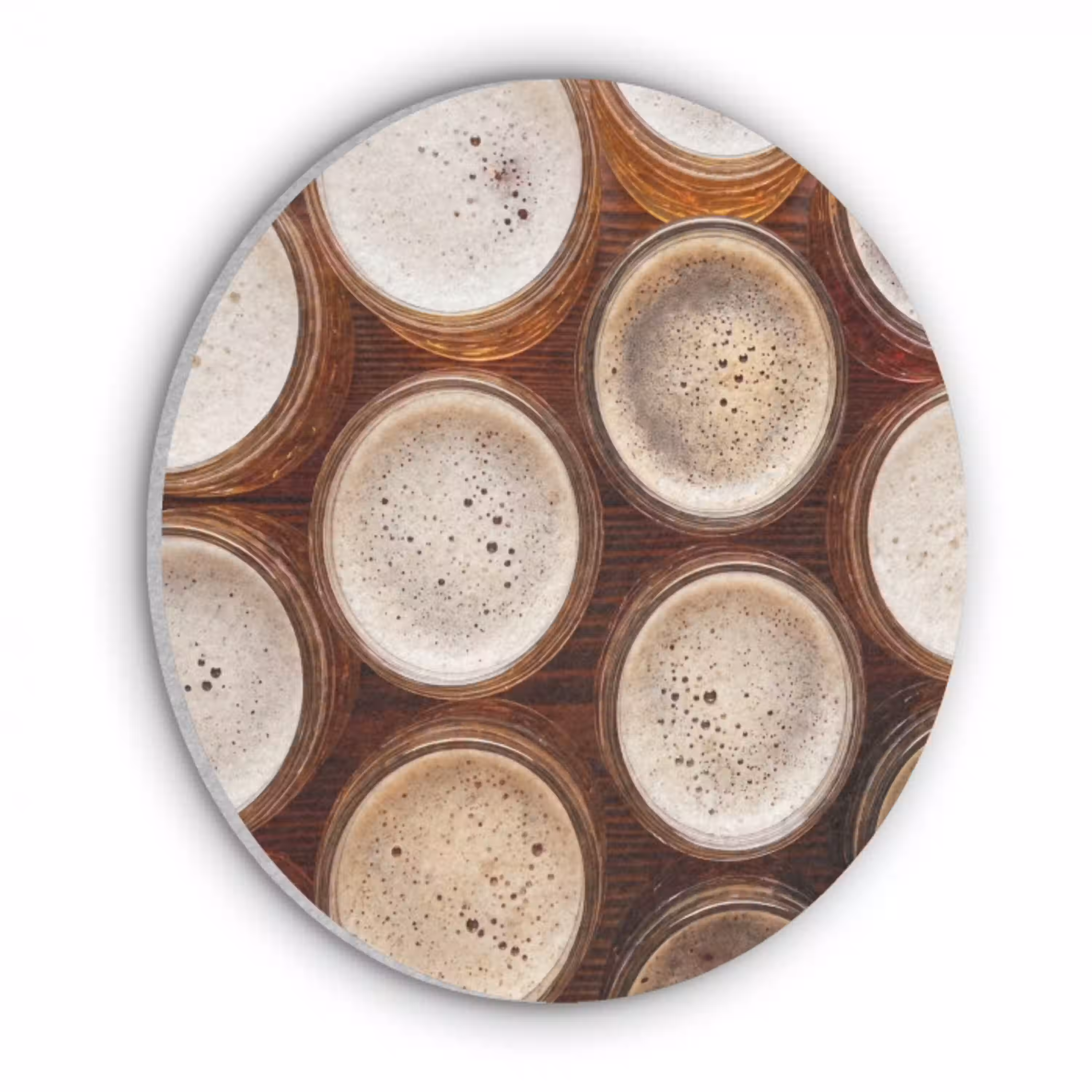Eten - Glazen - Drank - Patroon - Bruin Akoestische PET Vilt - Rond klein -3d