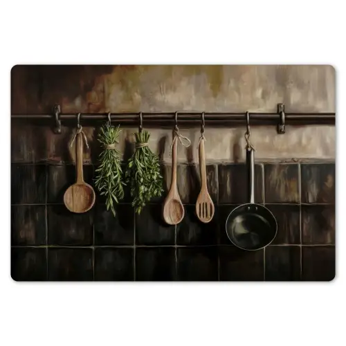 Keukengerei - Rustiek - Tegels - Kruiden Placemat vinyl groot -zzsfeer1_Kitchenyeah-website