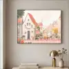 Bloemen - Huizen - Dorp Textielframe zwart klein -sfeer2