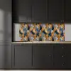 Penseelstrepen - Ruw - Textuur - Koperblauw keuken achterwand 2 middel 871 -sfeer1