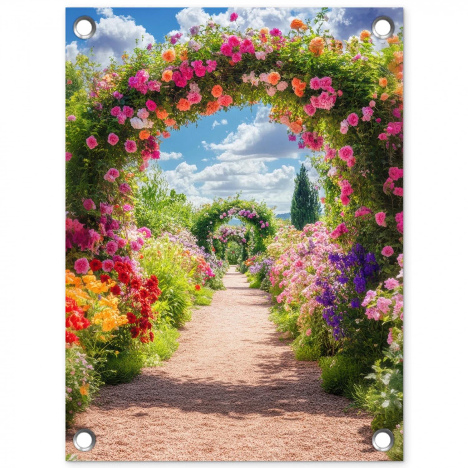 Doorkijk - Bloemen - Kleurrijk - Natuur tuinposter los doek klein -3d