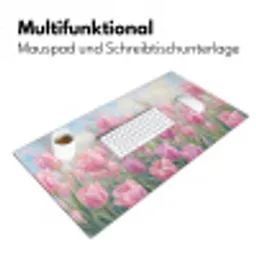 Tulpen - Veld - Lente - Roze Muismat XXL klein -ysfeer4_duits