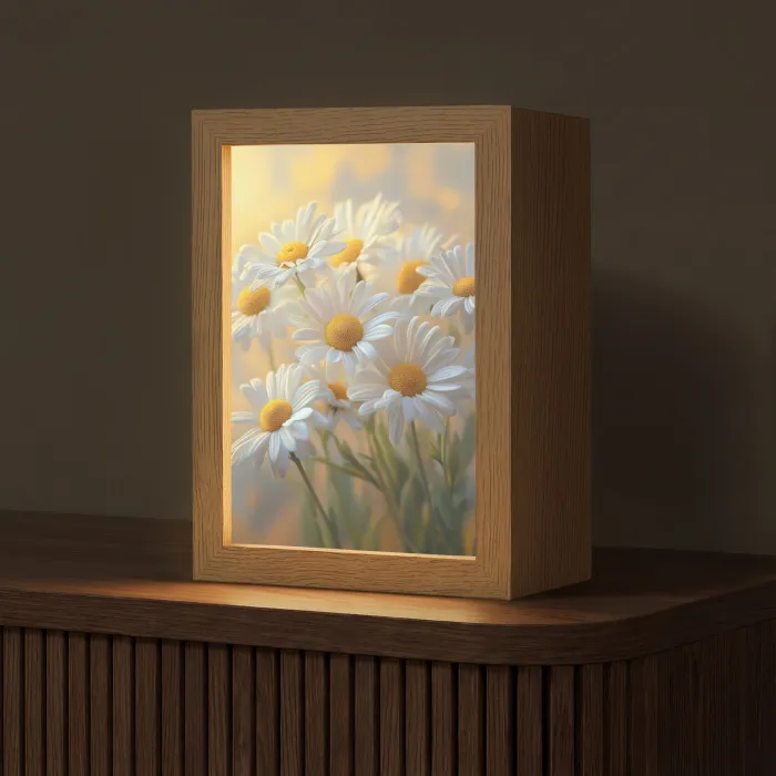Madeliefjes - Wit - Zonlicht Light Box met kabel (Tafellamp) klein -z3d_website
