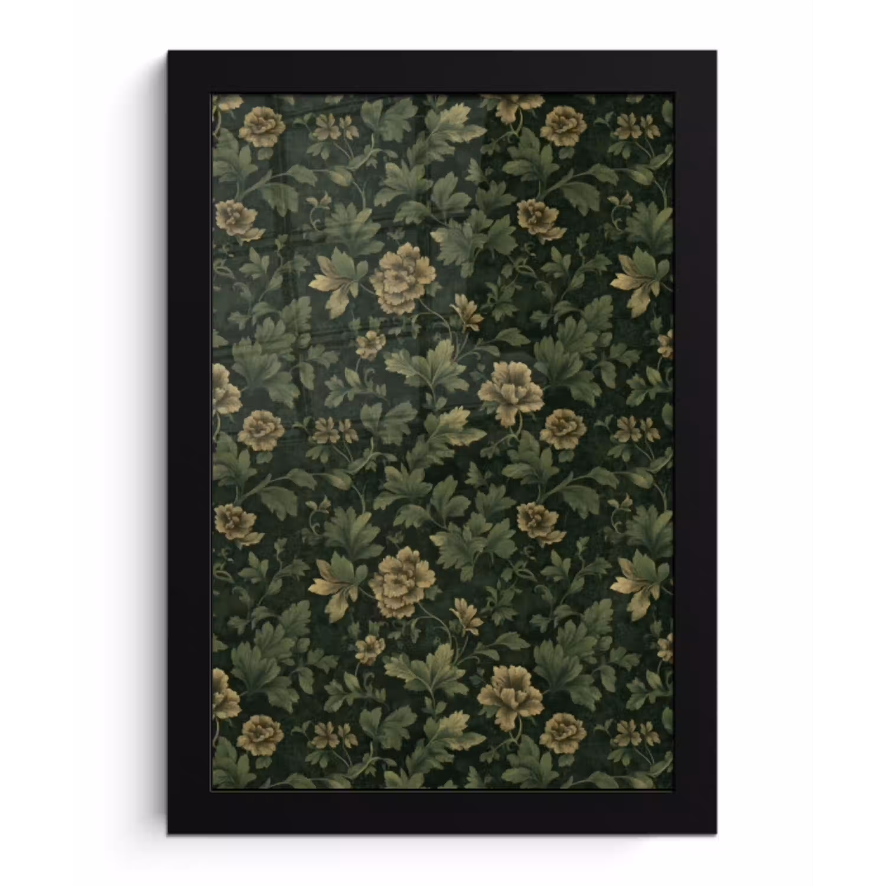 Donker - Groen - Goud - Botanisch fotolijst zwart zonder passe partout klein 224 -3d