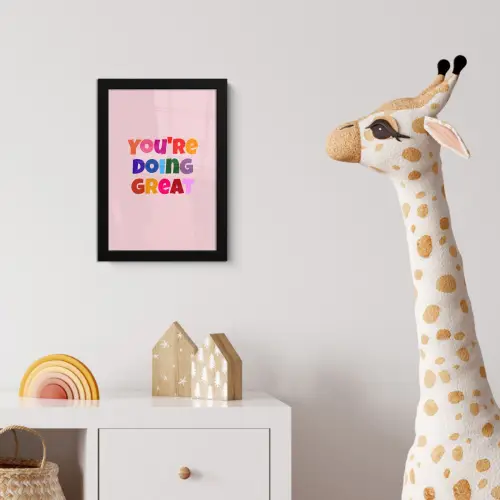 You're doing great - Roze - Kleurrijk fotolijst zwart zonder passe partout klein -usfeer4_kinderkamer