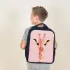 Giraffe - Wimpers - Minimalistisch - Roze Rugzak - Zwart middel -sfeer2