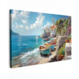 Boten - Rotsen - Zee - Zon canvas 2cm klein -z3d